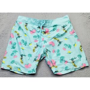 Batman DC Surfing Turquoise Board Shorts Men XL Multi Floral Mesh Lined P0015204
